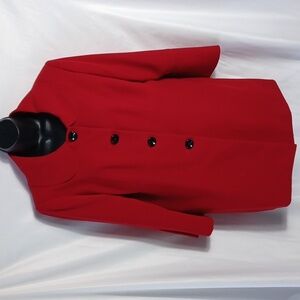 Le Suit Women's Red Long Blazer Jacket, Polyester, 14